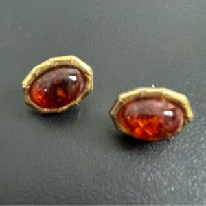 Vintage Amber Earrings Clip On Earrings